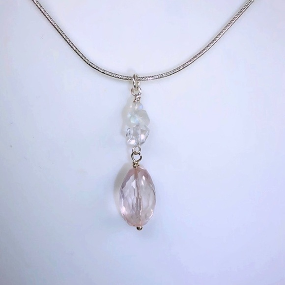 Rose Quartz, Moonstone & Diamond Earrings! - Picture 4 of 7